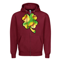 Burgundy st. patrick's day clover softball Zipper Hoodie - Artiststas