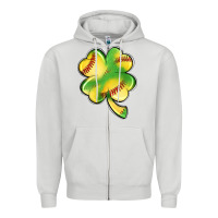 Dove Grey st. patrick's day clover softball Zipper Hoodie - Artiststas