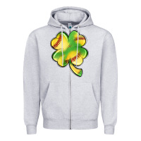 Heather Grey st. patrick's day clover softball Zipper Hoodie - Artiststas