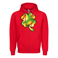 Red st. patrick's day clover softball Zipper Hoodie - Artiststas