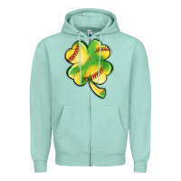 Seafoam st. patrick's day clover softball Zipper Hoodie - Artiststas