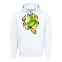 White st. patrick's day clover softball Zipper Hoodie - Artiststas