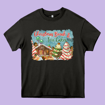 Christmas Break And Tree Cakes Heavy Core Tee Designed By Fadigitalartstudio