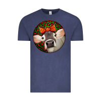 Vintage Denim Christmas Cow, Vintage Tee - Jasminsmagicworld