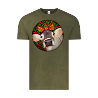 Vintage Olive Christmas Cow, Vintage Tee - Jasminsmagicworld