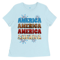 Baby Blue Western America Ladies Tee - Neo Western
