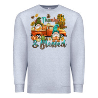 Heather Grey Fall Thankful and blessed Premium Sweatshirt - NancyCooperArtShop
