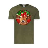 Vintage Olive Christmas Cow Vintage Tee - Jasminsmagicworld