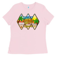 Bubblegum Pink sunrise sunburn sunset repeat Ladies Tee - JahusDesignShop