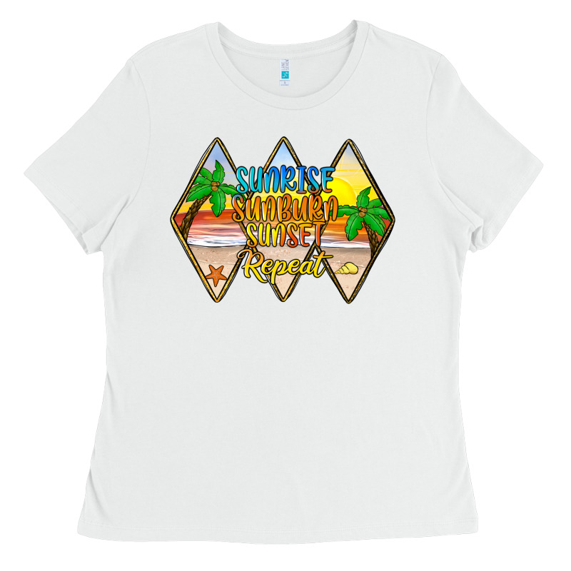 Sunrise Sunburn Sunset Repeat Ladies Tee by JahusDesignShop | Teevron