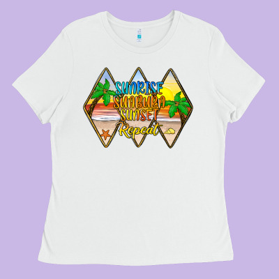 Sunrise Sunburn Sunset Repeat Ladies Tee Designed By Jahusdesignshop