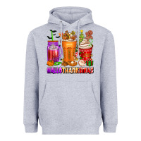 Heather Grey hallothanksmas coffee cups Heavyweight Hoodie - texasbilliewilder