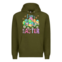 Army Green Happy Easter with eggs Easter Day Premium Hoodie - HowdyJamesFarm