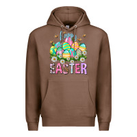 Chestnut Happy Easter with eggs Easter Day Premium Hoodie - HowdyJamesFarm