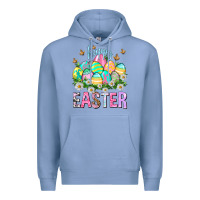 Colony Blue Happy Easter with eggs Easter Day Premium Hoodie - HowdyJamesFarm