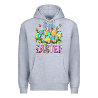 Heather Grey Happy Easter with eggs Easter Day Premium Hoodie - HowdyJamesFarm