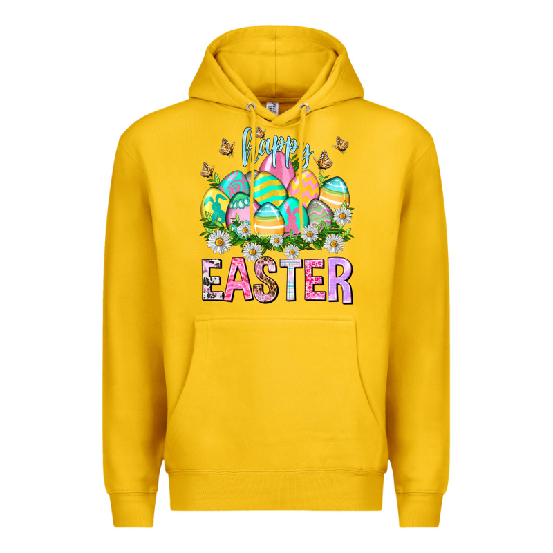 Happy Easter With Eggs Easter Day Premium Hoodie by HowdyJamesFarm | Teevron