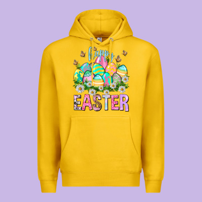 Happy Easter With Eggs Easter Day Premium Hoodie Designed By Howdyjamesfarm