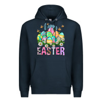 Navy Happy Easter with eggs Easter Day Premium Hoodie - HowdyJamesFarm