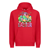 Red Happy Easter with eggs Easter Day Premium Hoodie - HowdyJamesFarm