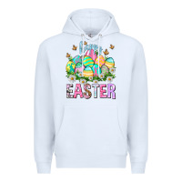 White Happy Easter with eggs Easter Day Premium Hoodie - HowdyJamesFarm