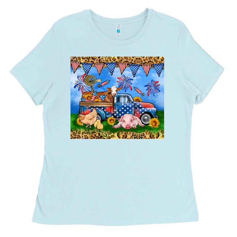 America Farm Animals Truck 20oz Skinny Tumbler Ladies Tee by Neo Western | Teevron
