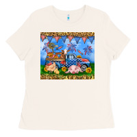 Bone America farm animals truck 20oz skinny tumbler Ladies Tee - Neo Western