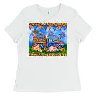 White America farm animals truck 20oz skinny tumbler Ladies Tee - Neo Western