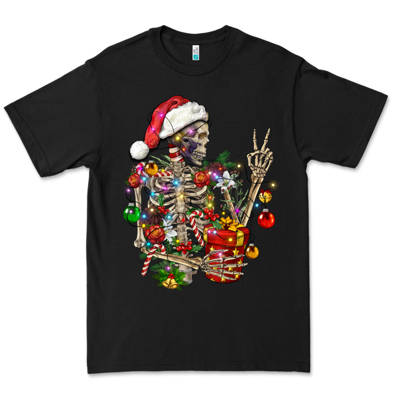 Christmas Lights And Skeleton Premium Tee by FaDigitalArtStudio | Teevron