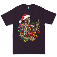 Plum Christmas lights and skeleton Premium Tee - FaDigitalArtStudio