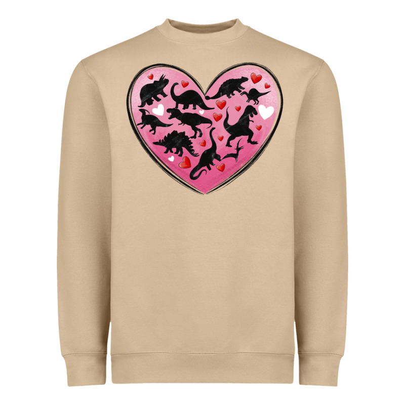 Dinosaur Valentine Heart Heavyweight Sweatshirt by MaliasSmallBusiness | Teevron