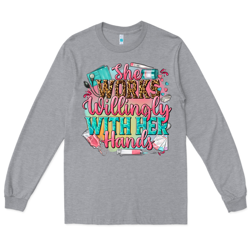 She Works Willingly With Her Hands Long Sleeve Tee by NancyCooperArtShop | Teevron