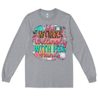 Heather Grey she works willingly with her hands Long Sleeve Tee - NancyCooperArtShop
