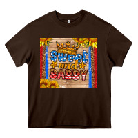 Chocolate Brown usa flag sweet and sassy Heavy Core Tee - HRA Design Shop