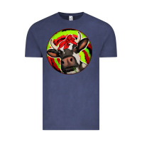 Vintage Denim Christmas Cow Vintage Tee - Jasminsmagicworld