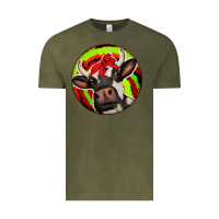 Vintage Olive Christmas Cow Vintage Tee - Jasminsmagicworld