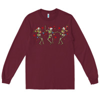 Burgundy dancing skeleton christmas Long Sleeve Tee - MaliasSmallBusiness
