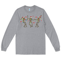 Heather Grey dancing skeleton christmas Long Sleeve Tee - MaliasSmallBusiness