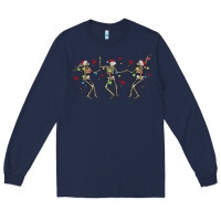 Navy dancing skeleton christmas Long Sleeve Tee - MaliasSmallBusiness