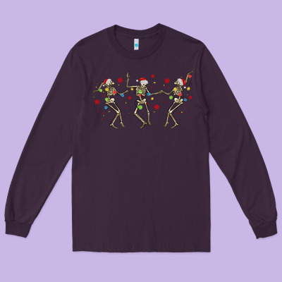 Dancing Skeleton Christmas Long Sleeve Tee Designed By Maliassmallbusiness