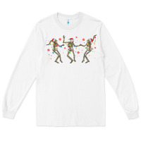 White dancing skeleton christmas Long Sleeve Tee - MaliasSmallBusiness