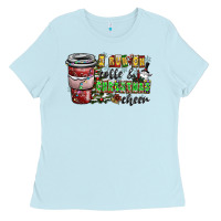 Baby Blue I Run On Coffee And Christmas Cheer Ladies Tee - CowhideDigitalArt
