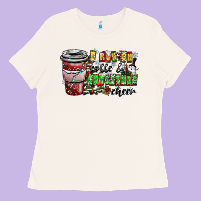 I Run On Coffee And Christmas Cheer Ladies Tee Designed By Cowhidedigitalart
