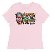 Bubblegum Pink I Run On Coffee And Christmas Cheer Ladies Tee - CowhideDigitalArt