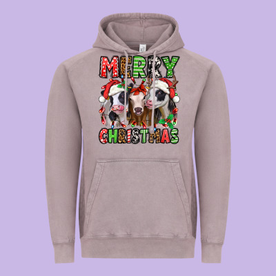 Merry Christmas Heifers Vintage Hoodie Designed By Jasminsmagicworld