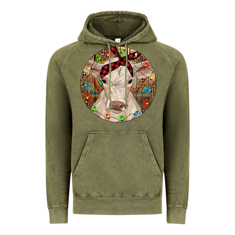Christmas Charolais Calf Baby Cow Vintage Hoodie by RanaPortraitStore | Teevron