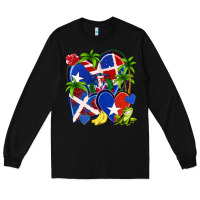 Black puerto rico with dominican republic hearts Long Sleeve Tee - NancyCooperArtShop
