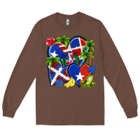Chestnut puerto rico with dominican republic hearts Long Sleeve Tee - NancyCooperArtShop
