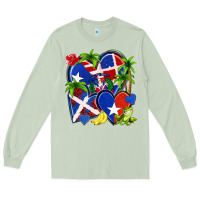 Matcha puerto rico with dominican republic hearts Long Sleeve Tee - NancyCooperArtShop