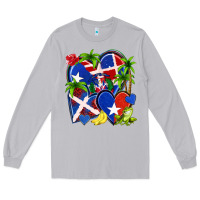 Moon Dust puerto rico with dominican republic hearts Long Sleeve Tee - NancyCooperArtShop